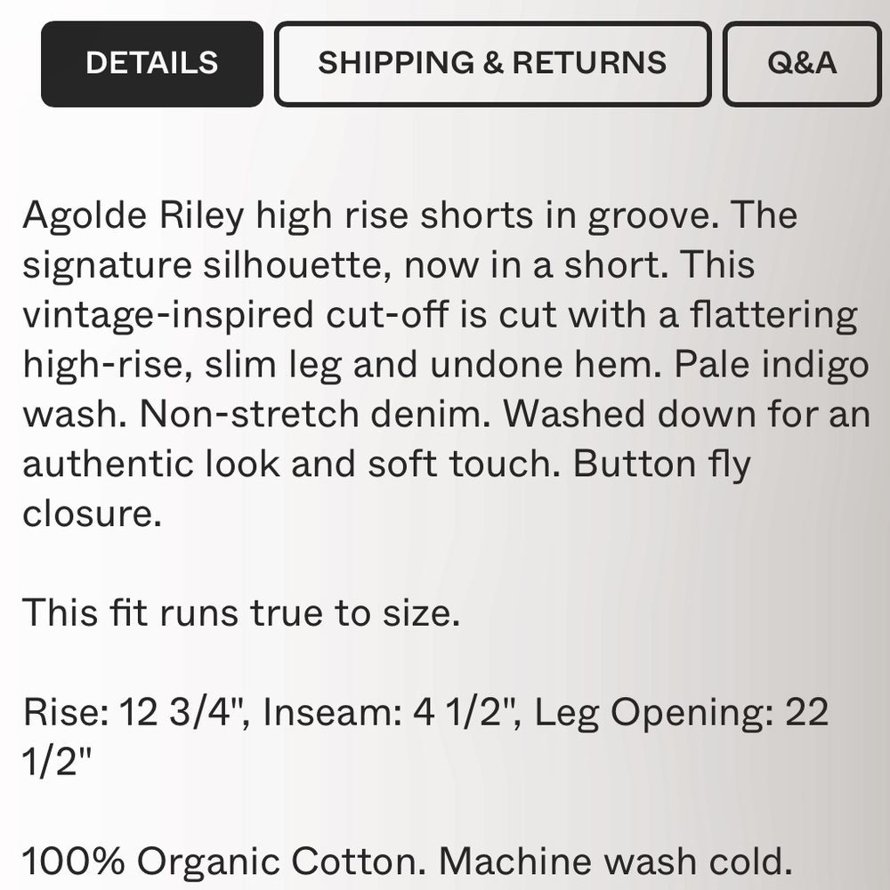 AGOLDE Riley Shorts Size 23 - Picture 5 of 14